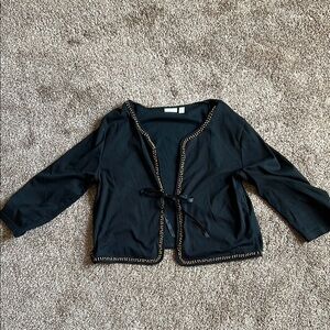 Black and Gold Cardigan Sweater with Open Front